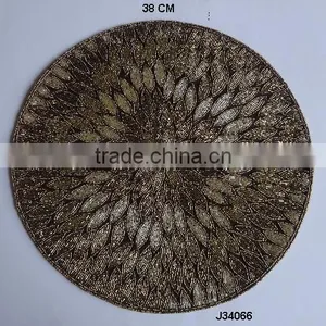 Glass Bead Place Mats in Round Shape and Differnt Shapes of Antique Gold Colour Available in More Colours and Patterns thumbnail-1