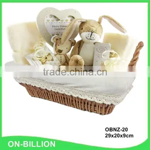 Fancy Rectangular Natural Empty Wicker Baby Gift Basket thumbnail-1