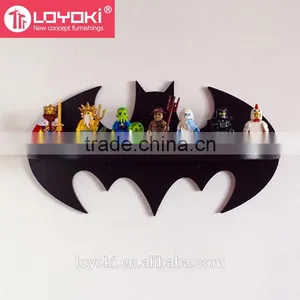 New Design Bat Cartoon Shape Wall Shelf for Kids Room Display Wooden Floating Shelf thumbnail-1