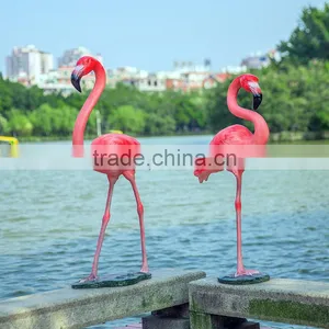 Outdoor Decoration Life Size Animals Fiberglass Flamingo Statue for Sale thumbnail-1