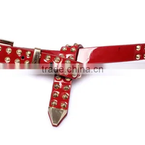 Wholesale Double Layer Rivets Decorated Square Pattern Buckle Sex Women Lady Thin PU Waist Belt thumbnail-3