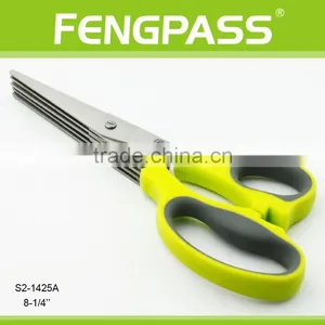 S2-1425A 8-1/2'' Best Seller Soft Rubber Handle With Stainless Steel 5 Blades Herb Scissors thumbnail-1