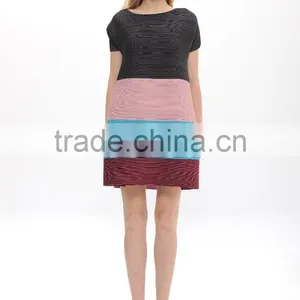 Ladies Multi Rainbow Color Wrinkle Loose New Model Dress thumbnail-3