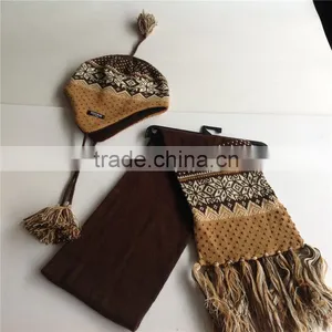 Coffee Pure Colour Scarf and Glove 2pcs Sets thumbnail-3