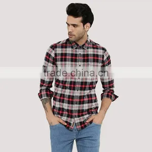Cheap Casual Long Sleeve Washed Color Changing Designer Check Shirts for Men thumbnail-1