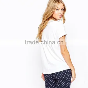 Girls v Neck Short Sleeve Plain White T-shirts Cotton Polyester thumbnail-2
