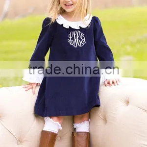 Long Sleeve Cotton Children Dresses Gils Ruffle Embroidery Dress thumbnail-1