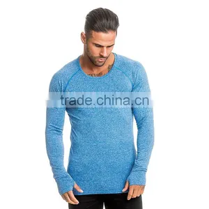 Longline Blue Tri Blend t Shirt Slub t Shirt Custom Logo Gym Fitness t Shirt thumbnail-3