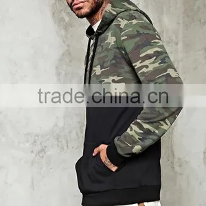 Slim Fit Hoodie Man Quality Tracksuit Top With Camo Splice thumbnail-3