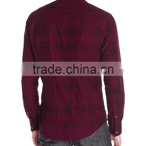 Top Quality Latest Shirts Design Red Black Men Flannel Shirt thumbnail-3