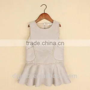 Faux Leather Children Winter Frocks for Girls Kids Frozen Dress thumbnail-5