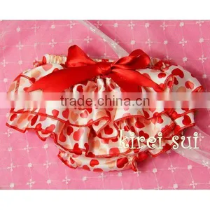 Red Heart White Satin Ruffles Bloomers Panties BSH2 thumbnail-1