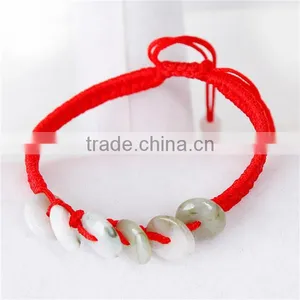Green Round Polyester & Jade Kabbalah Red String Braided Friendship Bracelets thumbnail-2