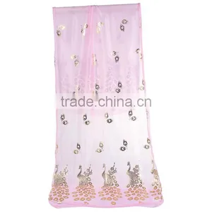Imitation Silk Scarves & Wraps Rectangle Golden Pink Peacock Fashionable Scarf thumbnail-1