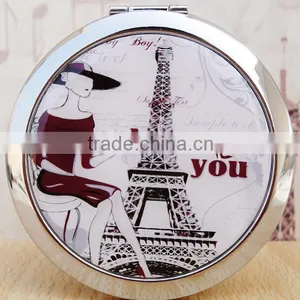 2015 New Vintage Double Sides Portable Foldable Pocket Metal Makeup Compact Mirror Woman Cosmetic thumbnail-4