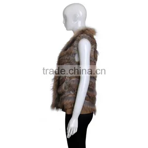 YR645 Unique Design Rabbit and Raccoon Real Fur Vest thumbnail-2