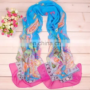 Wholesale Cheap Price Chiffon Scarf Flower Printed Scarf thumbnail-3