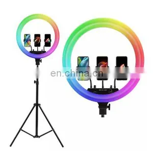 Tik Tok Ring Light 18 Inch Rgb Color LED Dimmable Light Photography Remote Control Selfie Ring Lamp With 2.1m Tripod thumbnail-1