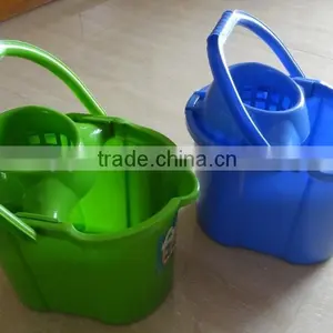 Plastic Cleaning Mop Bucket With Wringer and Wheels thumbnail-2