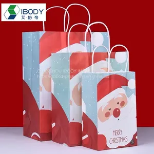 Recycled White Kraft Paper Santa Shopping Bag Gift Packaging Bag thumbnail-3