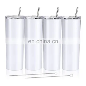 Stainless Steel Total Straight, White Diy Printing Heat Press Skinny 20oz Sublimation Blanks Tumbler With Silicone Gasket/ thumbnail-4
