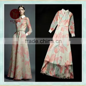 Digital Printing Chiffon Long Sleeve Long Dress thumbnail-1