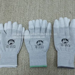 13 Gauge Shell Elastic Red Cuffs Hand Work Safety PU Coating Dipped Top Fit Polyurethane Gloves thumbnail-5