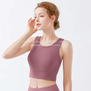 Summer YOGA Women's High Neck Longline Sports Bra Workout Yoga Bra Running Workout Tops thumbnail-4
