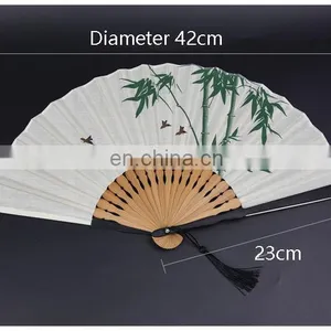 2021 Wholesale Custom Printed Logo Folding High Quality Personalized Bamboo Hand Held Fan thumbnail-5