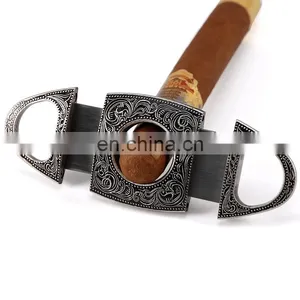 Luxury Portable Gold Classic Carving Pattern Metal Cigar Cutter thumbnail-1