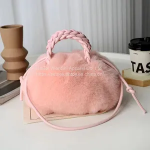 011Newly Arrived Small Plush Handbag High Quality Women's Popular Design Cloud Plush Purse Personality Girl Faux Fur Handbag thumbnail-2