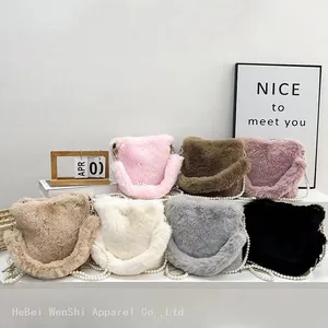 038Single Shoulder Crossbody Bag Women's Bag Splicing Plush Bag Fashion Trend thumbnail-4