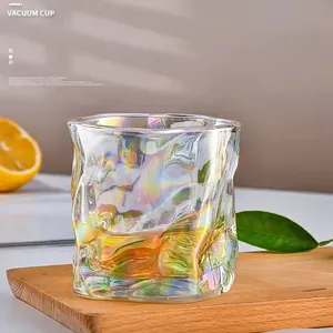 Wholesale Luxury Square Twisted Clear Amber And Grey Glass Cup With Gift Packaging thumbnail-1
