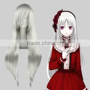 High Quality 80cm Long Straight FINAL FANTASY-Sephiroth Silvery White Synthetic Anime Wig Cosplay Hair Wig Party Wig thumbnail-1