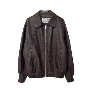 2025 Spring New European and American Style Simple Imitation Leather Fashion Pilot Jacket thumbnail-1