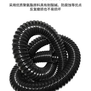 Black PU Polyurethane Corrugated PipeSteel Wire Reinforced Industrial Dust Suction Pipe thumbnail-1