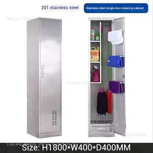 Professional Janitor Cupboard With S-Hook Hanging Rod | Easy-to-Clean Metal Cleaning Supply Organizer for Healthcare thumbnail-4