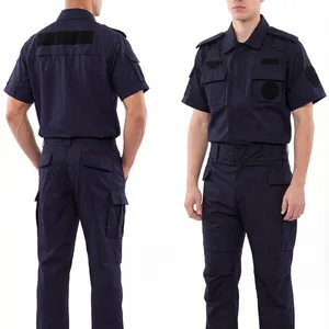 Workwear Uniform NAVY BLUE SECURITY PATCH JACKET Cargo Pants Ribstop Weaving TC Material Unisex Men thumbnail-1