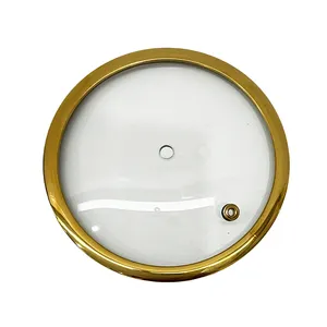 Wide Golden Stainless Steel Rim Tempered Glass Cookware Cover With Steam Hole Pot Lid for Kitchen Cooking Tools thumbnail-2
