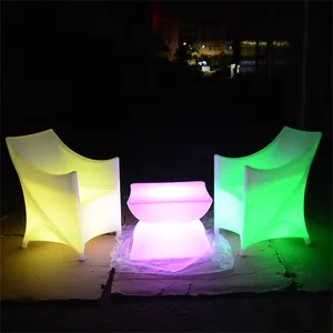 Outdoor Restaurant Garden Patio Event Party Lounge Cube Seats Plastic Furniture Led Bar Chairs and Tables Stools Set thumbnail-2