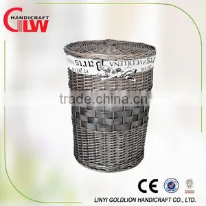 Landry Basket With Lids, Wood Chip Basket, Willow Basket With Liner thumbnail-1