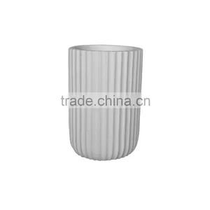 White Vertical Stripes Polyresin Bathroom Accessories Set for Hotel and Home thumbnail-3