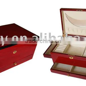 Large Mirror Glass Wooden Jewellry Box thumbnail-1