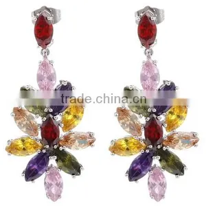 JINSE Exaggerate Fashion Lady CZ Earring Colored Stone thumbnail-1