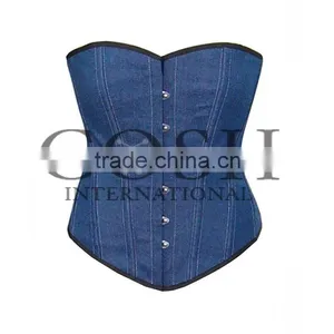 Overbust Corset in Blue Jeans Cotton Ci-1002 thumbnail-1