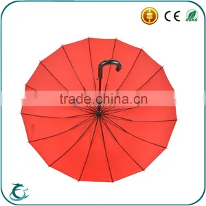 High Quality 16 Ribs pu Leather Handle Windproof Straight Umbrella thumbnail-3