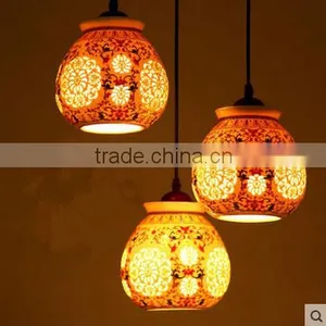 Asian E27 LED Vintage Pendant Light 3 Head Lamp Hanging Chinese Ceramic Loft Coffee Bar Restaurant Kitchen Lights thumbnail-2