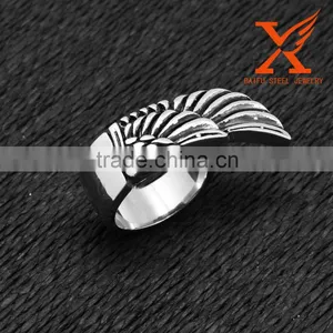 In Stock Fashion Jewellry Cheap Wholesale New Design 2016 Wing Men's Stainless Steel Rings Jewelry thumbnail-1