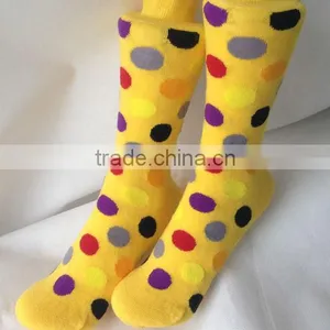 Custom Happy Polka Dots Patterns Yellow Cotton Japanese Girl Winter Warm Socks thumbnail-1