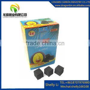 Long Burning Time Grade One Quality ,Size 2.5*2.5*2.5 cm 1kg/box Coconara Charcoal thumbnail-1
